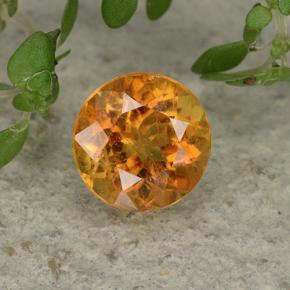 0.85 ct Orange Clinohumite Gemstone, Clinohumite Gem in Round Facet Shape for Sale.