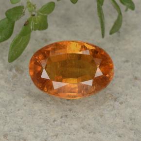 1.14 ct Orange Clinohumite Gemstone, Clinohumite Gem in Oval Facet Shape for Sale.