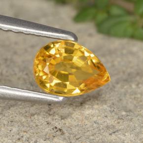 0.58 ct Yellow Clinohumite Gemstone, Clinohumite Gem in Pear Facet Shape for Sale.