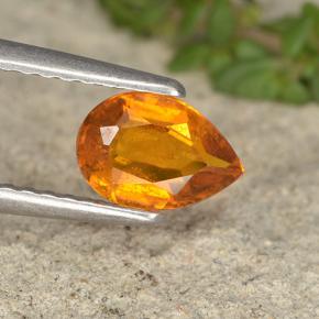 0.73 ct Orange Clinohumite Gemstone, Clinohumite Gem in Pear Facet Shape for Sale.