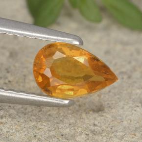 0.6ct Pear Facet Yellow Orange Clinohumite for sale thumb image of 0.6ct Pear Facet Yellow Orange Clinohumite (ID: 495178)