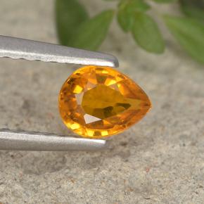 0.37 ct Orange Clinohumite Gemstone, Clinohumite Gem in Pear Facet Shape for Sale.