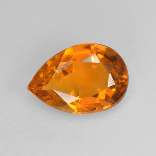 1.52 ct Orange Clinohumite Gemstone, Clinohumite Gem in Pear Facet Shape for Sale.