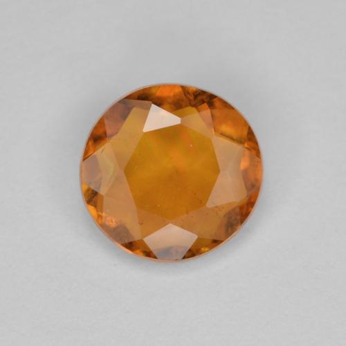 tieforange Klinohumit Edelstein - 0.9ct Rund Facettenschliff (ID: 604652)
