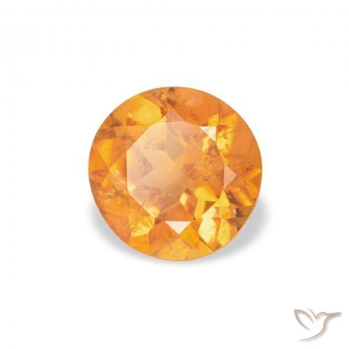 0.87 ct Orange Clinohumite Stone, Natural Clinohumite in Round Facet Shape for Sale