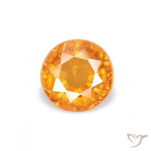 0.48 ct Orange Clinohumite Gemstone, Clinohumite Gem in Round Facet Shape for Sale.