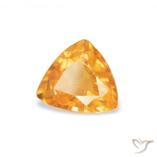 0.78 ct Golden Clinohumite Stone, Natural Clinohumite in Trillion Facet Shape for Sale