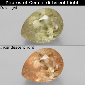 3.69 ct  Color-Change Diaspore Gemstone, Color-Change Diaspore Gem in Pear Facet Shape for Sale.