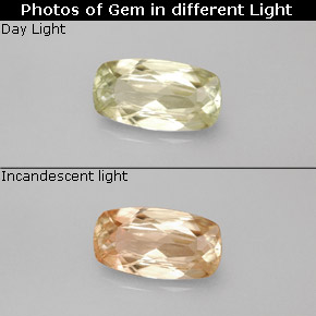 1.49 ct  Color-Change Diaspore Gemstone, Color-Change Diaspore Gem in Cushion-Cut Shape for Sale.