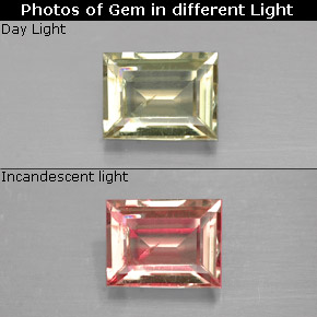 0.81 ct  Color-Change Diaspore Gemstone, Color-Change Diaspore Gem in Baguette Facet Shape for Sale.