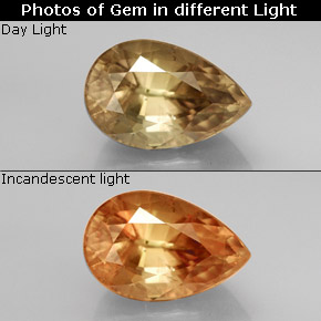 3.78 ct  Color-Change Diaspore Gemstone, Color-Change Diaspore Gem in Pear Facet Shape for Sale.