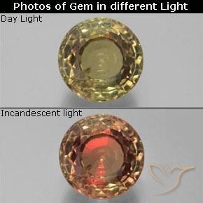 19.90ct Natural Medium Yellow Color-Change Diaspore, Round, VS-SI