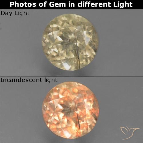 0.63ct Natural Warm Yellow Color-Change Diaspore, Round, VS-SI