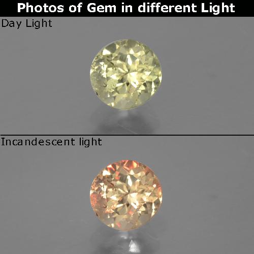 Very Light Yellow Farbwechselnder Diaspor Edelstein - 0.7ct Rund Facettenschliff (ID: 388251)
