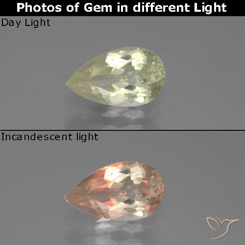1.27 ct Pear Cut Color-Change Diaspore, 9.3 x 5.6 mm From Turkey, Photo A
