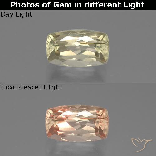 1.28ct Natural Very Pale Yellow Color-Change Diaspore, Cushion, VS-SI