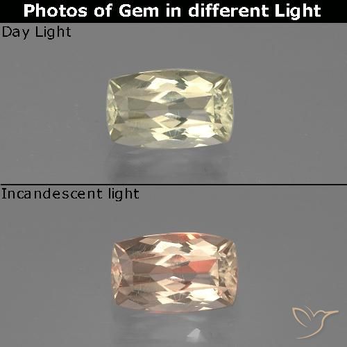 Diaspore Couleur Changeant Jaune cushion-cut 1,11 ct de la Turquie, dimension 7,4 x 4,6mm, pierre gemme naturelle Non traité, pureté vvs-vs, 1 pièce Diaspore Couleur Changeant de couleur Jaune très clair, dureté Mohs de 6.5 à 7 convient aux bijoux de tous les jours, pierre de sagesse, Photo A