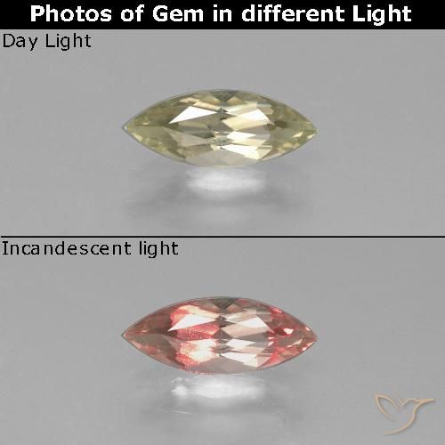 0.99ct Natural Pale Yellow Color-Change Diaspore, Marquise, VS