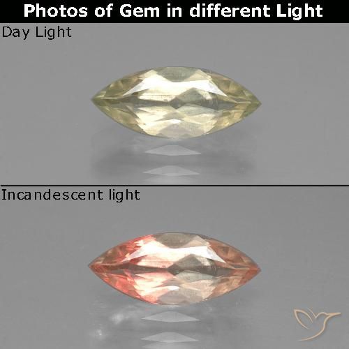 1.07ct Natural Very Light Yellow Color-Change Diaspore, Marquise, VS
