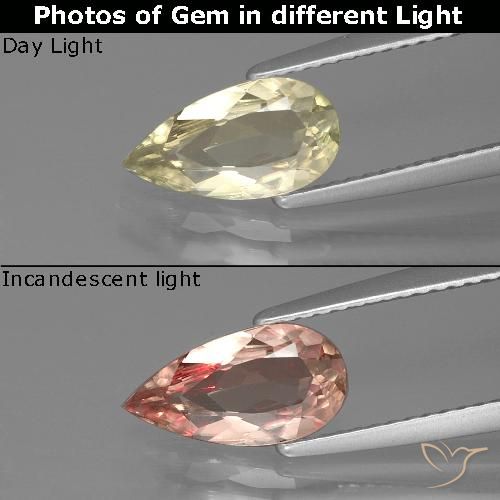 Diaspore Couleur Changeant Jaune doré clair Poire 1,15 ct de la Turquie, Dimension 10,6 x 5,5mm, Pierre gemme naturelle Non traité, pureté VS, 1 pièce Diaspore Couleur Changeant pear facet, dureté de Mohs de 6.5 à 7 convient aux bijoux de tous les jours, pierre de sagesse, Photo A