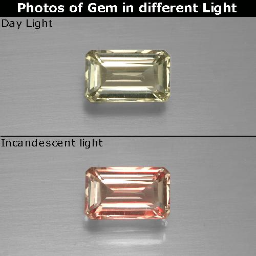1.15 ct Yellow Color-Change Diaspore Gemstone, Color-Change Diaspore Gem in Octagon Facet Shape for Sale.