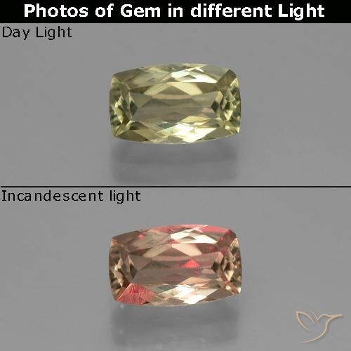 0.97ct Natural Medium Yellow Color-Change Diaspore, Cushion, VS-SI