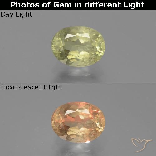 0.75ct Natural Light Yellow Color-Change Diaspore, Oval, SI