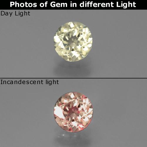 Brownish Yellow Диаспор, Меняющий Цвет Камень - 0.7ct Круглая Фасетная Огранка (ID: 389179)