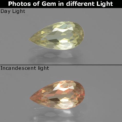 Light Yellow Color-Change Diaspore Gem - 0.9ct Pear Facet (ID: 389254)