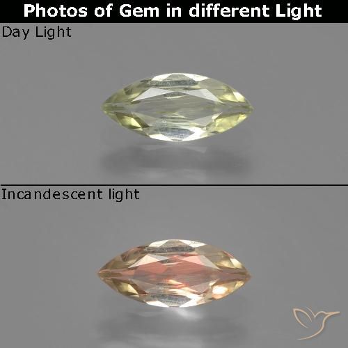 0.67ct Natural Very Light Yellow Color-Change Diaspore, Marquise, VS