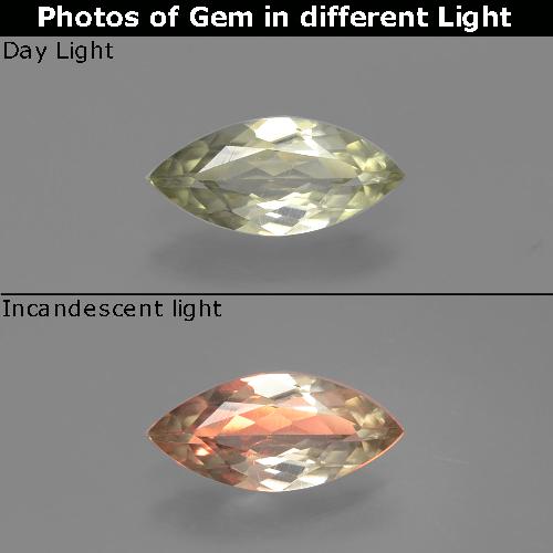 Light Yellow Color-Change Diaspore Gem - 0.6ct Marquise Facet (ID: 389258)