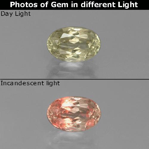 Yellow Beige Color-Change Diaspore Gem - 0.9ct Oval Facet (ID: 389800)