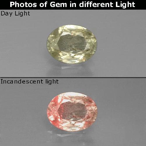 hellgelb Farbwechselnder Diaspor Edelstein - 0.7ct Oval facettiert (ID: 389803)