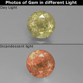 1.73 ct  Color-Change Diaspore Gemstone, Color-Change Diaspore Gem in Round Facet Shape for Sale.