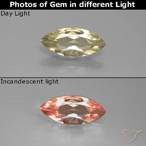 0.90ct Natural Warm Yellow Color-Change Diaspore, Marquise, VVS-VS