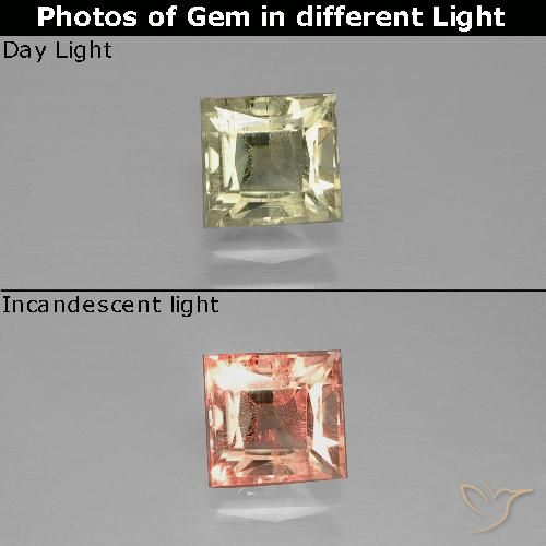 1.06ct Natural Brownish Yellow Color-Change Diaspore, Square, VS-SI