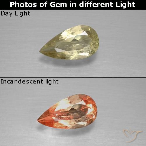 0.96ct Natural Warm Yellow Color-Change Diaspore, Pear Shape, VS-SI