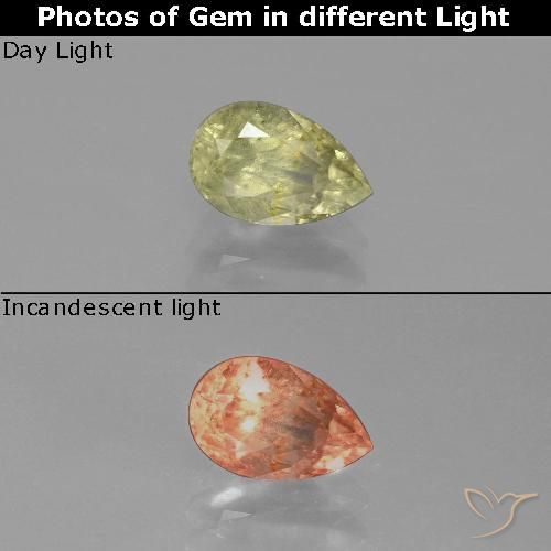 0.96 ct Pear Cut Color-Change Diaspore, 7.3 x 4.7 mm From Turkey, Photo A