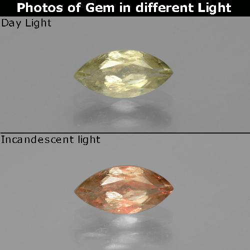 Light Yellow Color-Change Diaspore Gem - 0.7ct Marquise Facet (ID: 390004)