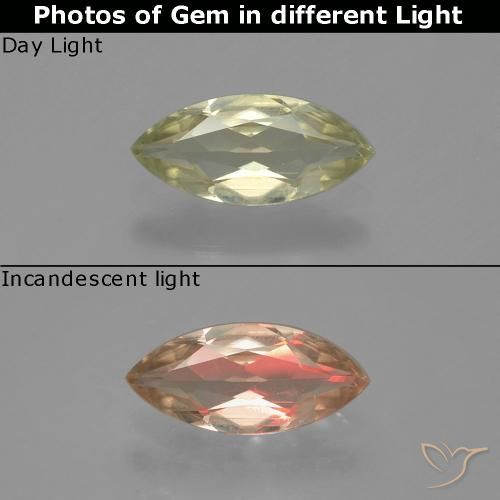 0.81ct Natural Yellow Beige Color-Change Diaspore, Marquise, VS
