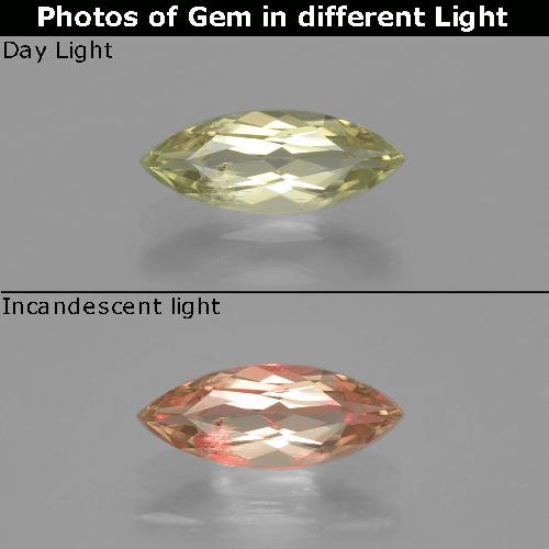 Very Light Yellow Диаспор, Меняющий Цвет Камень - 1ct Фасетная Маркиза (ID: 390011)