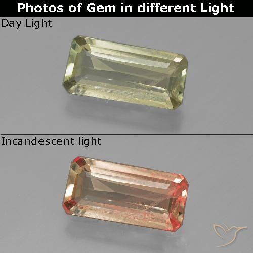 1.10ct Natural Yellow Beige Color-Change Diaspore, Emerald Cut, VS-SI