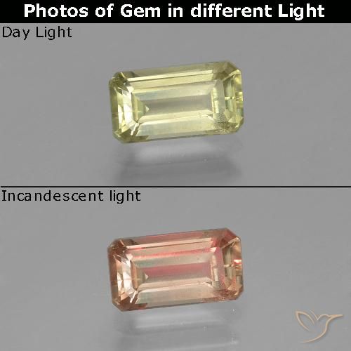 Diaspore Couleur Changeant Jaune octagon facet 8 x 4,4mm de la Turquie, poids de 1,07 ct, pierre gemme naturelle Non traité de pureté vs-si, 1 pièce Diaspore Couleur Changeant, couleur : Vert jaunâtre, dureté de Mohs de 6.5 à 7 convient aux bijoux de tous les jours, pierre de sagesse, Photo A