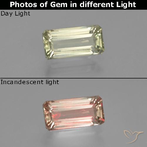 1.19ct Natural Pale Yellow Color-Change Diaspore, Emerald Cut, VS
