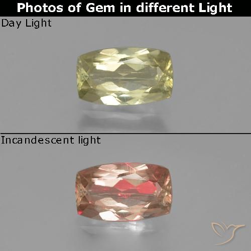 1.13ct Natural Light Golden Yellow Color-Change Diaspore, Cushion, VS-SI