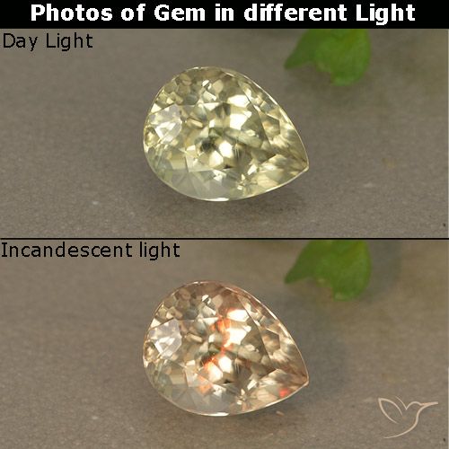 1.03ct Natural Light Yellow Color-Change Diaspore, Pear Shape, VS