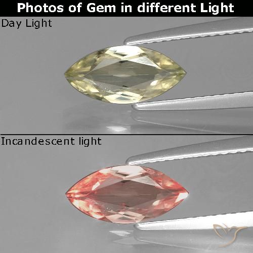 1.06ct Natural Earthy Yellow Color-Change Diaspore, Marquise, VS