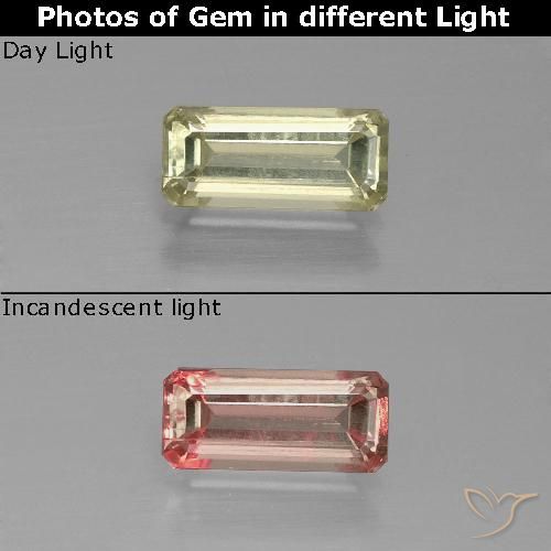 1.22ct Natural Pale Yellow Color-Change Diaspore, Emerald Cut, VS-SI