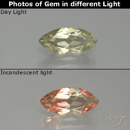 Very Light Yellow Color-Change Diaspore Gem - 1.3ct Marquise Facet (ID: 390118)