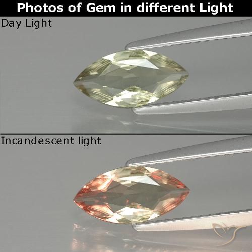 1.00ct Natural Very Light Golden-Yellow Color-Change Diaspore, Marquise, VVS-VS